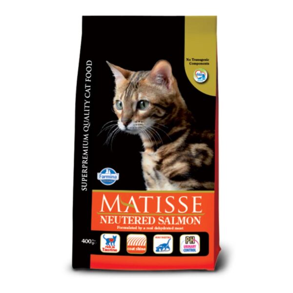  Η Matisse Neutered Salmon ΓΙΑ ΣΤΕΙΡΩΜΕΝΕΣ ΓΑΤΕΣ ΜΕ ΣΟΛΟΜΟ 1.5kg είναι μια Πλήρης και ισορροπημένη τροφή για ενήλικες στειρωμένες γάτες.pethapy.gr